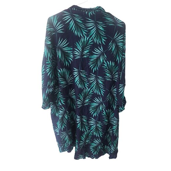 Fused Navy & Green Leaves Short Sleeve Open Top - One Size - NEW - Picture 2 of 4